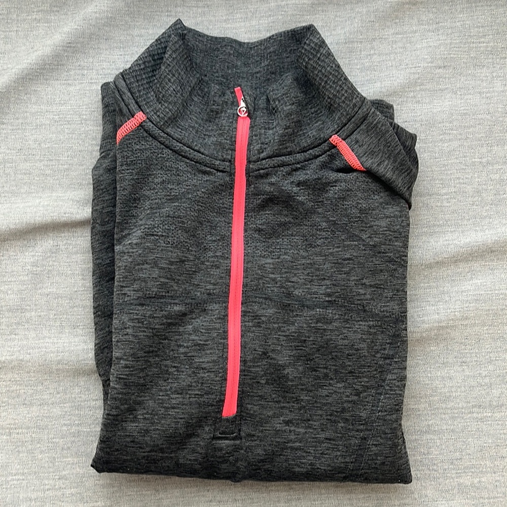 Lululemon Ivivva Girls Gray Fitted Quarter Zip Active Sweatshirt Jacket, Size 14